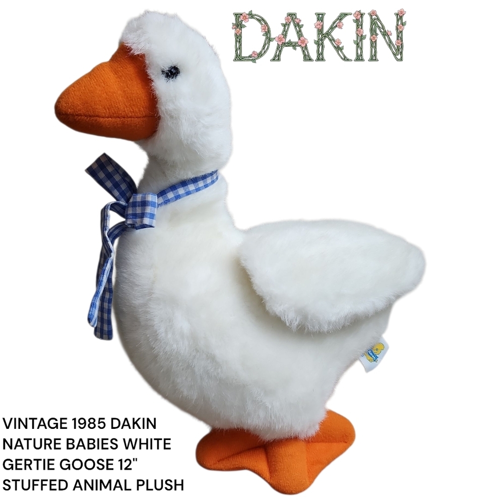 VINTAGE 1985 DAKIN NATURE BABIES WHITE GERTIE GOOSE 12" STUFFED ANIMAL PLUSH